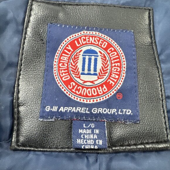 University of Michigan Bomber Jacket Mens Large Faux Leather Sewn Logo Full Zip - Picture 3 of 16